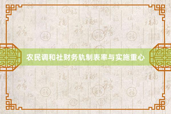 农民调和社财务轨制表率与实施重心
